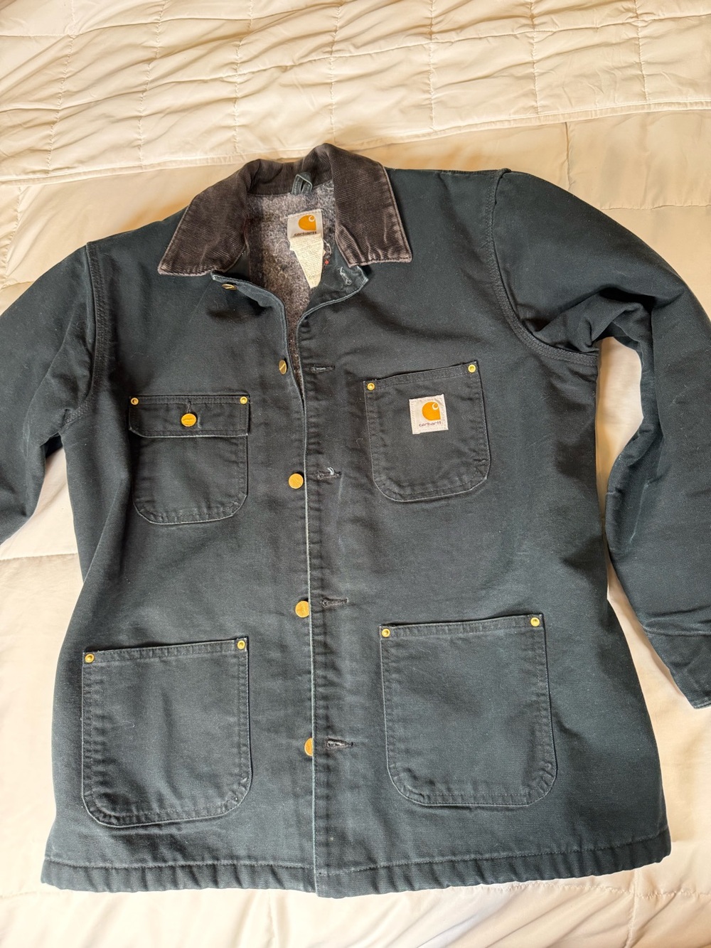 Vintage Carhartt Men’s Blanket Lined Black Chore Coat Jacket C01 BLK Size 42 Reg